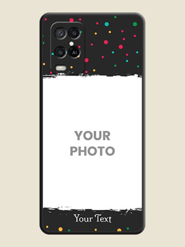 Custom Multicolor Dotted Pattern with Text on Space Black Custom Soft Matte Phone Back Cover - Oppo A54 - alternate view