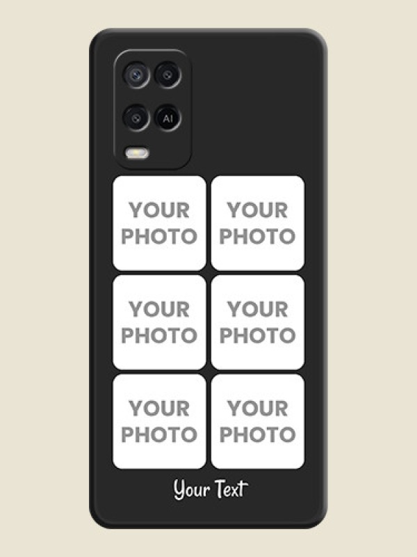 Custom Floral Art with 6 Image Holder on Photo on Space Black Soft Matte Mobile Case - Oppo A54 - alternate view
