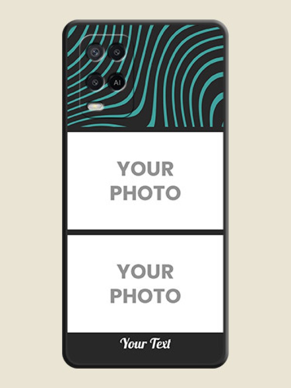 Custom Wave Pattern with 2 Image Holder on Space Black Personalized Soft Matte Phone Covers - Oppo A54 - alternate view