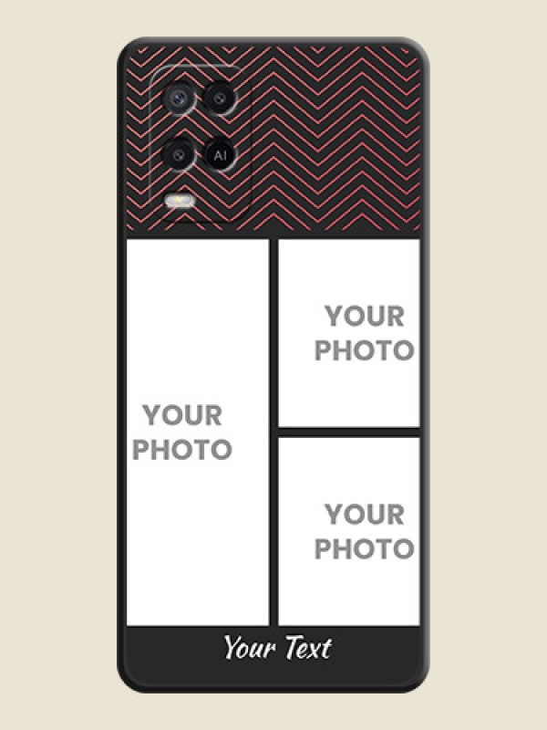 Custom Wave Pattern with 3 Image Holder on Space Black Custom Soft Matte Back Cover - Oppo A54 - alternate view