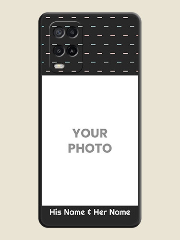 Custom Line Pattern Design with Text on Space Black Custom Soft Matte Phone Back Cover - Oppo A54 - alternate view