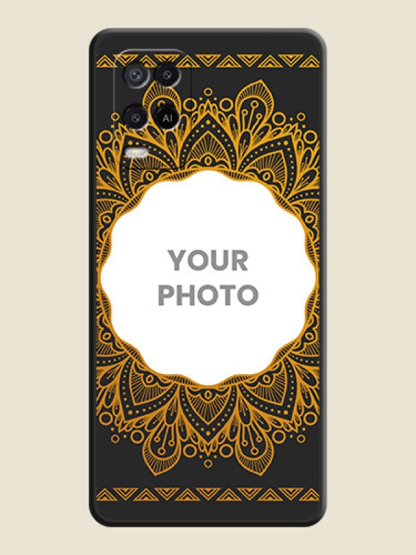 Custom Round Image with Floral Design on Photo on Space Black Soft Matte Mobile Cover - Oppo A54 - alternate view