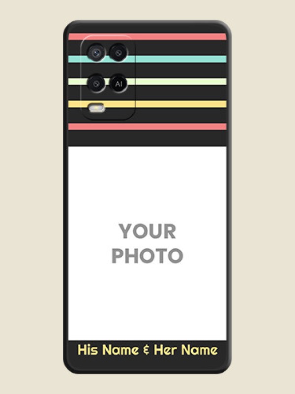 Custom Color Stripes with Photo and Text on Photo on Space Black Soft Matte Mobile Case - Oppo A54 - alternate view