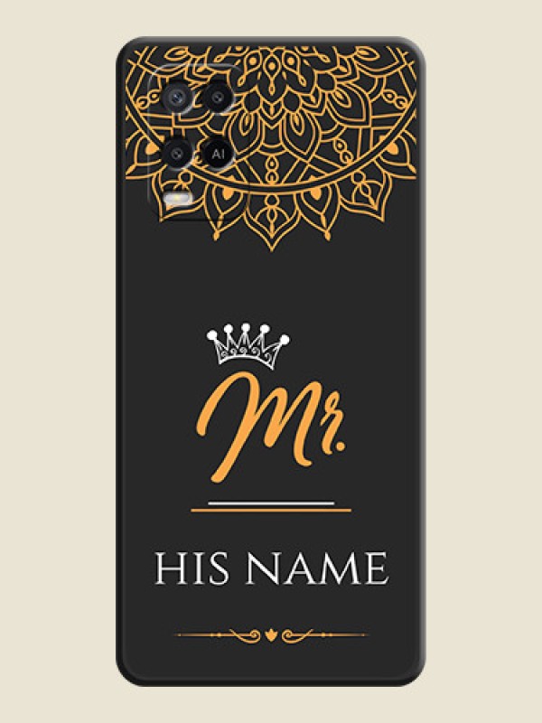 Custom Mr Name with Floral Design  on Personalised Space Black Soft Matte Cases - Oppo A54 - alternate view