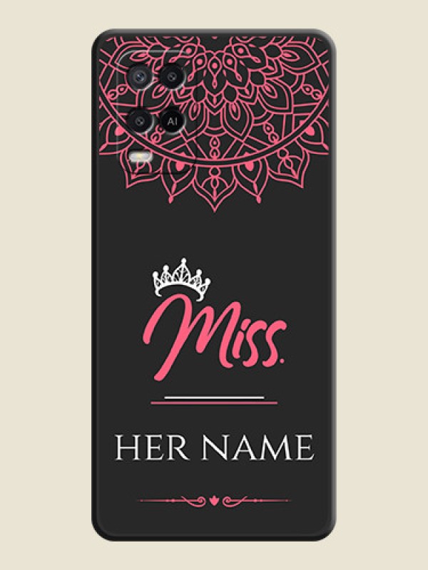 Custom Mrs Name with Floral Design on Space Black Personalized Soft Matte Phone Covers - Oppo A54 - alternate view