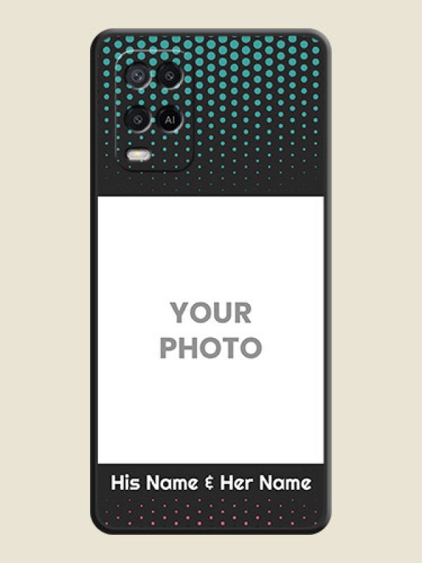Custom Faded Dots with Grunge Photo Frame and Text on Space Black Custom Soft Matte Phone Cases - Oppo A54 - alternate view