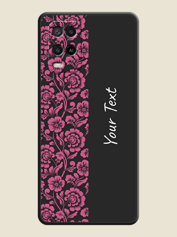 Custom Pink Floral Pattern Design With Custom Text On Space Black Personalized Soft Matte Phone Covers -Oppo A54 - alternate view