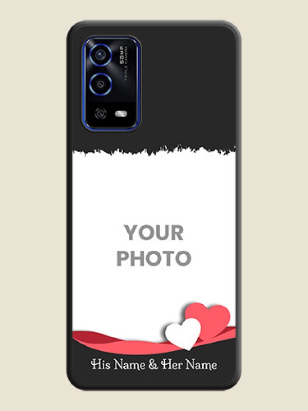 Custom Pin Color Love Shaped Ribbon Design with Text on Space Black Custom Soft Matte Phone Back Cover - Oppo A55 - alternate view