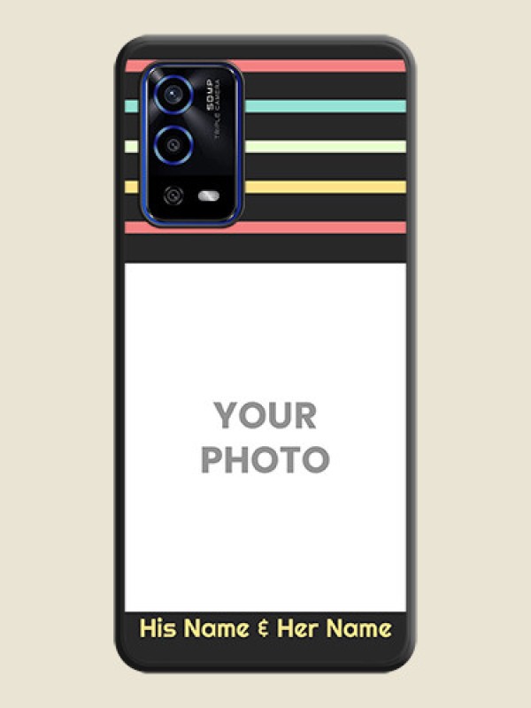 Custom Color Stripes with Photo and Text on Photo on Space Black Soft Matte Mobile Case - Oppo A55 - alternate view