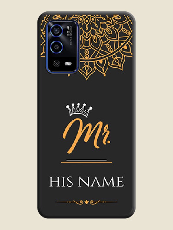 Custom Mr Name with Floral Design  on Personalised Space Black Soft Matte Cases - Oppo A55 - alternate view