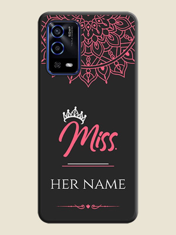 Custom Mrs Name with Floral Design on Space Black Personalized Soft Matte Phone Covers - Oppo A55 - alternate view