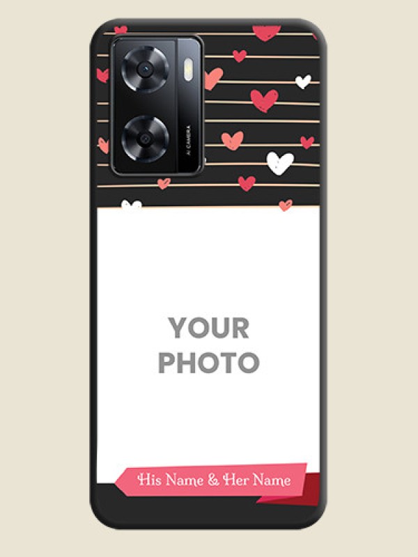 Custom Love Pattern with Name on Pink Ribbon  on Photo on Space Black Soft Matte Back Cover - Oppo A57 2022 - alternate view