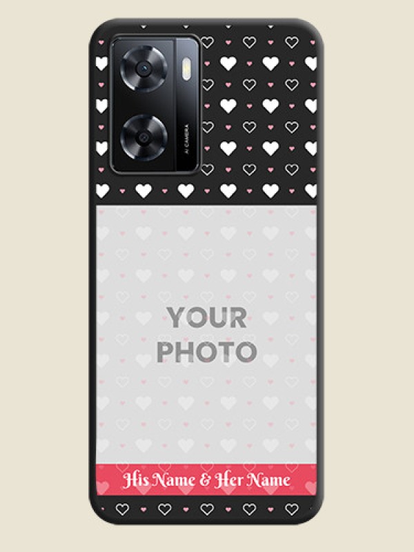 Custom White Color Love Symbols with Text Design on Photo on Space Black Soft Matte Phone Cover - Oppo A57 2022 - alternate view