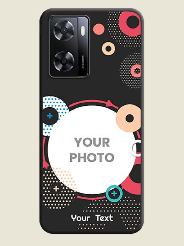 Custom Multicoloured Round Image on Personalised Space Black Soft Matte Cases - Oppo A57 2022 - alternate view
