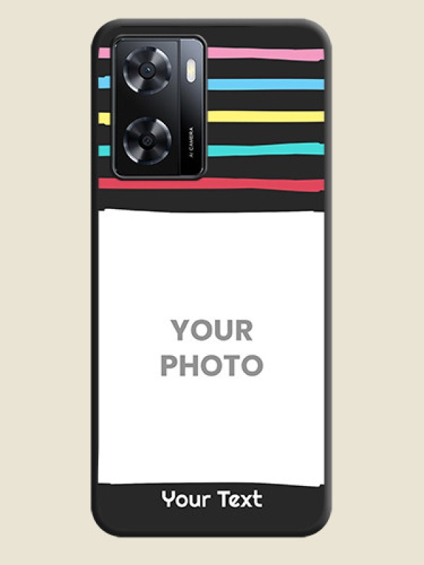 Custom Multicolor Lines with Image on Space Black Personalized Soft Matte Phone Covers - Oppo A57 2022 - alternate view