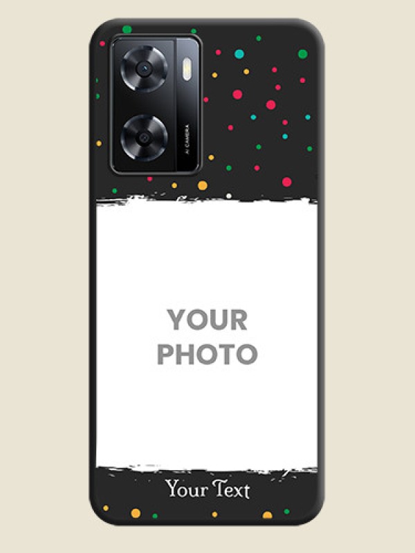 Custom Multicolor Dotted Pattern with Text on Space Black Custom Soft Matte Phone Back Cover - Oppo A57 2022 - alternate view