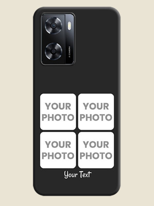 Custom Floral Art with 6 Image Holder on Photo on Space Black Soft Matte Mobile Case - Oppo A57 2022 - alternate view