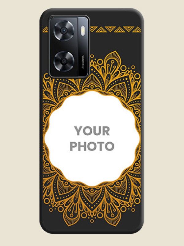 Custom Round Image with Floral Design on Photo on Space Black Soft Matte Mobile Cover - Oppo A57 2022 - alternate view