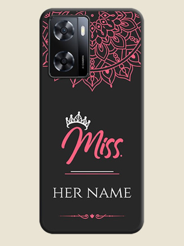 Custom Mrs Name with Floral Design on Space Black Personalized Soft Matte Phone Covers - Oppo A57 2022 - alternate view
