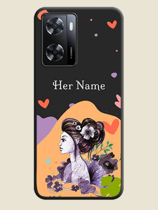Custom Namecase For Her With Fancy Lady Image On Space Black Personalized Soft Matte Phone Covers -Oppo A57 2022 - alternate view
