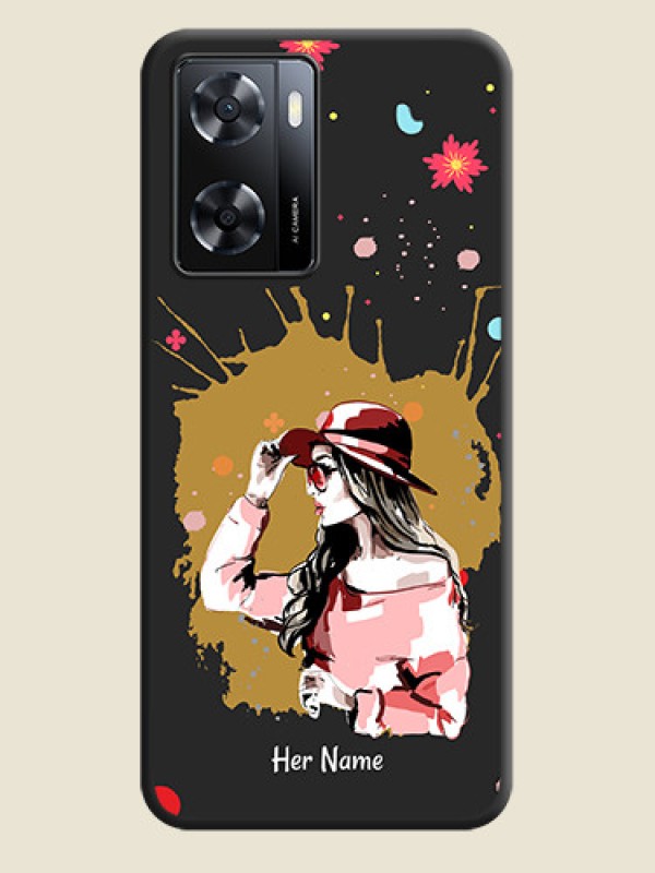 Custom Mordern Lady With Color Splash Background With Custom Text On Space Black Personalized Soft Matte Phone Covers -Oppo A57 2022 - alternate view