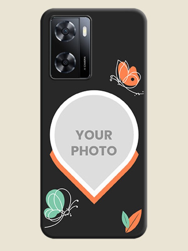Custom Upload Pic With Simple Butterly Design On Space Black Personalized Soft Matte Phone Covers -Oppo A57 2022 - alternate view