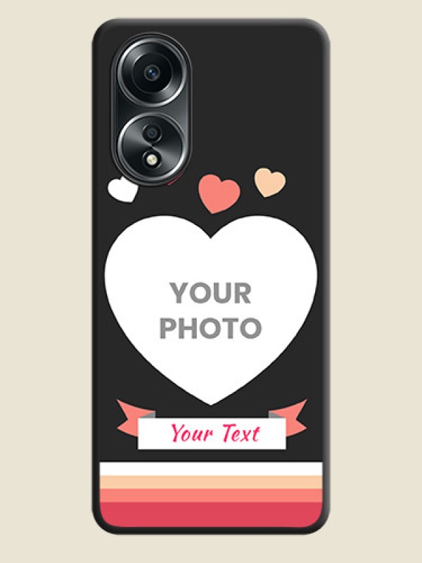 Custom Love Shaped Photo with Colorful Stripes on Personalised Space Black Soft Matte Cases - Oppo A58 - alternate view