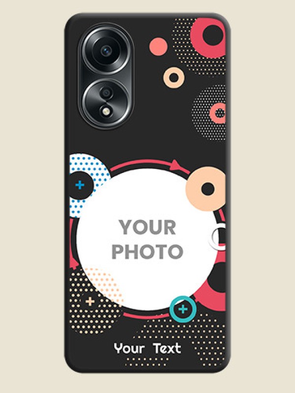 Custom Multicoloured Round Image on Personalised Space Black Soft Matte Cases - Oppo A58 - alternate view