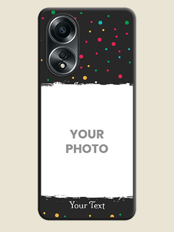 Custom Multicolor Dotted Pattern with Text on Space Black Custom Soft Matte Phone Back Cover - Oppo A58 - alternate view