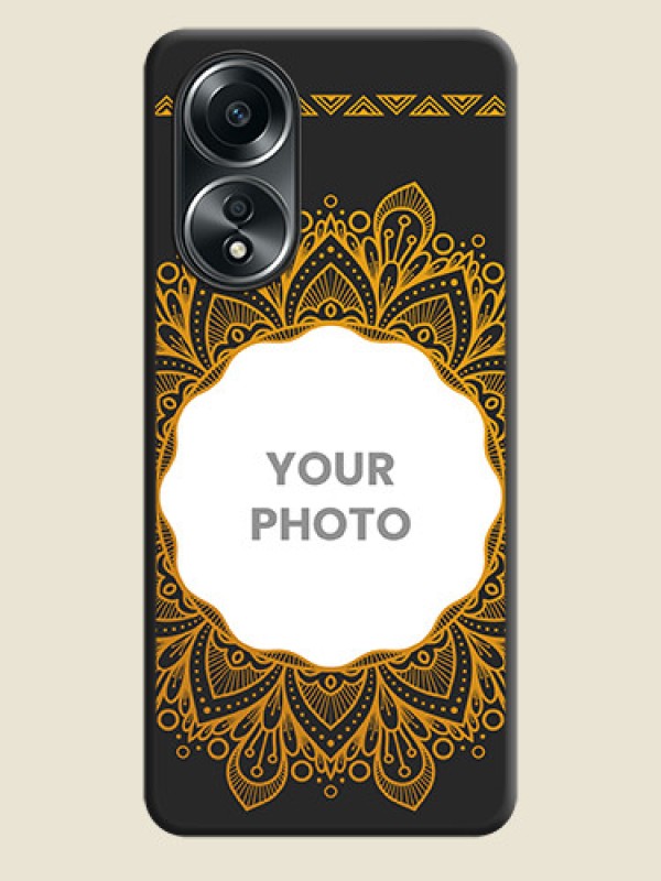 Custom Round Image with Floral Design - Photo on Space Black Soft Matte Mobile Cover - Oppo A58 - alternate view
