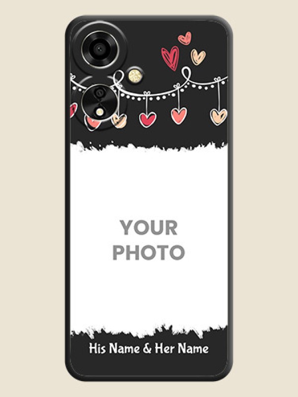 Custom Pink Love Hangings with Name On Space Black Custom Soft Matte Mobile Back Cover - Oppo A59 5G - alternate view