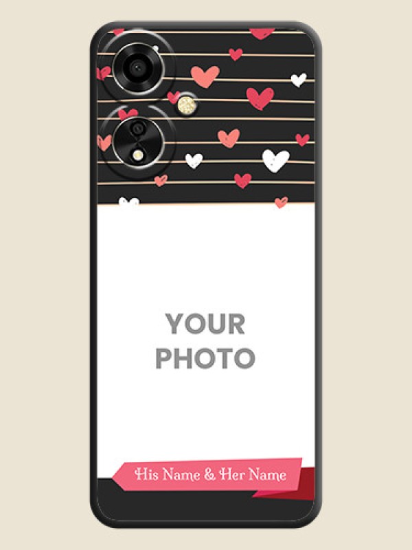 Custom Love Pattern with Name on Pink Ribbon on Photo On Space Black Custom Soft Matte Mobile Back Cover - Oppo A59 5G - alternate view