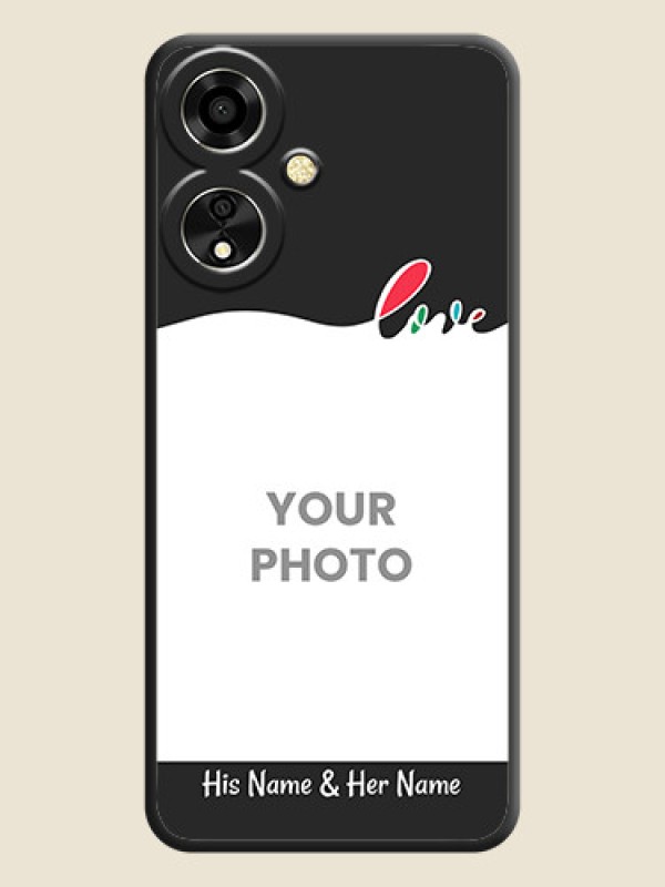 Custom Fall in Love Pattern with Picture on Photo On Space Black Custom Soft Matte Mobile Back Cover - Oppo A59 5G - alternate view