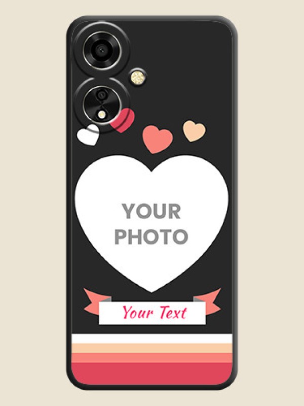 Custom Love Shaped Photo with Colorful Stripes On Space Black Custom Soft Matte Mobile Back Cover - Oppo A59 5G - alternate view