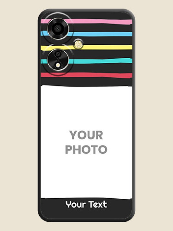 Custom Multicolor Lines with Image On Space Black Custom Soft Matte Mobile Back Cover - Oppo A59 5G - alternate view