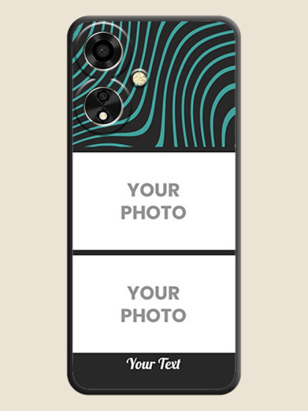 Custom Wave Pattern with 2 Image Holder On Space Black Custom Soft Matte Mobile Back Cover - Oppo A59 5G - alternate view