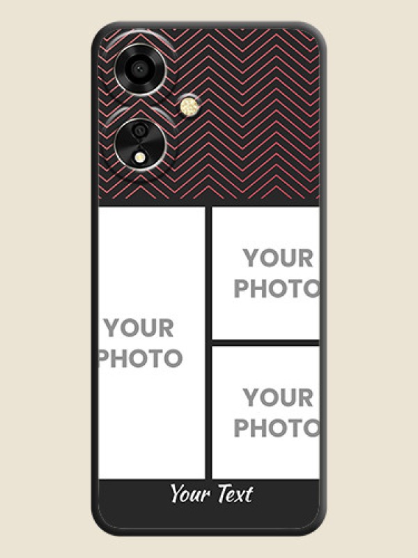 Custom Wave Pattern with 3 Image Holder On Space Black Custom Soft Matte Mobile Back Cover - Oppo A59 5G - alternate view