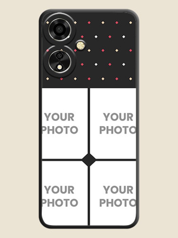 Custom Multicolor Dotted Pattern with 4 Image Holder On Space Black Custom Soft Matte Mobile Back Cover - Oppo A59 5G - alternate view