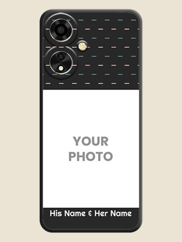 Custom Line Pattern Design with Text On Space Black Custom Soft Matte Mobile Back Cover - Oppo A59 5G - alternate view