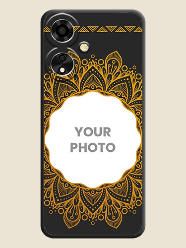 Custom Round Image with Floral Design On Space Black Custom Soft Matte Mobile Back Cover - Oppo A59 5G - alternate view