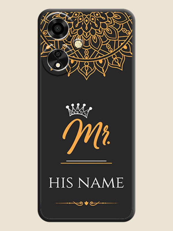 Custom Mr Name with Floral Design On Space Black Custom Soft Matte Mobile Back Cover - Oppo A59 5G - alternate view