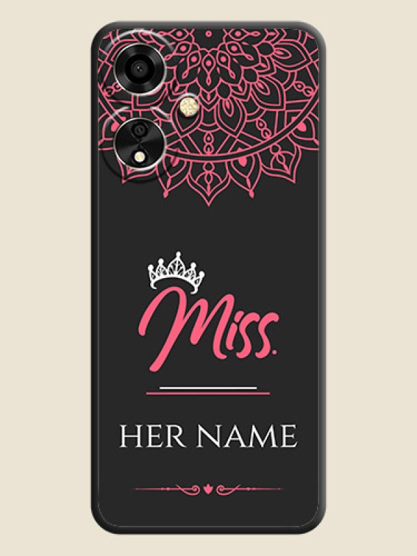 Custom Mrs Name with Floral Design On Space Black Custom Soft Matte Mobile Back Cover - Oppo A59 5G - alternate view