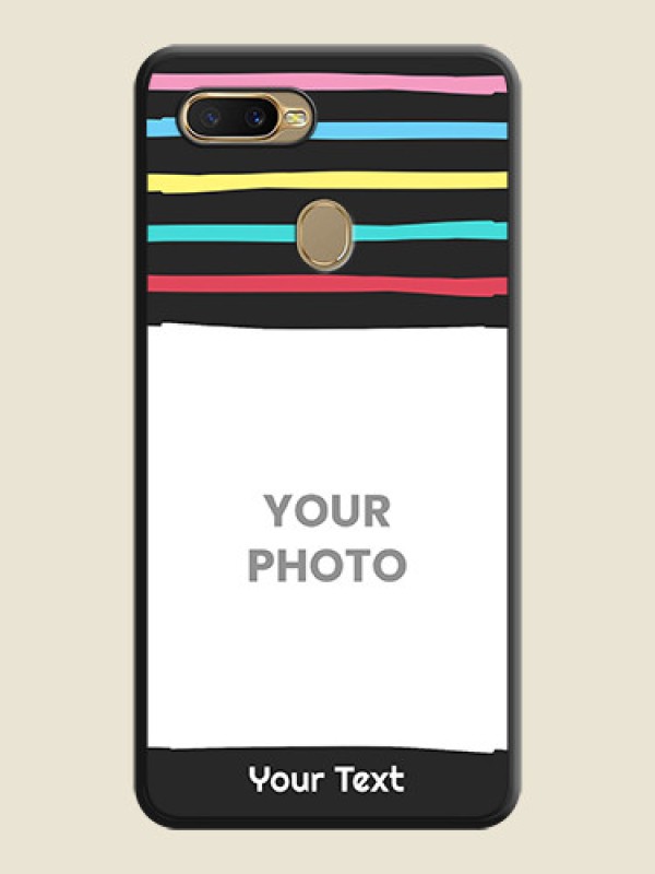 Custom Multicolor Lines with Image on Space Black Personalized Soft Matte Phone Covers - Oppo A5s - alternate view