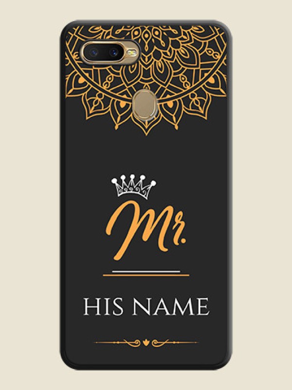 Custom Mr Name with Floral Design on Personalised Space Black Soft Matte Cases - Oppo A5s - alternate view