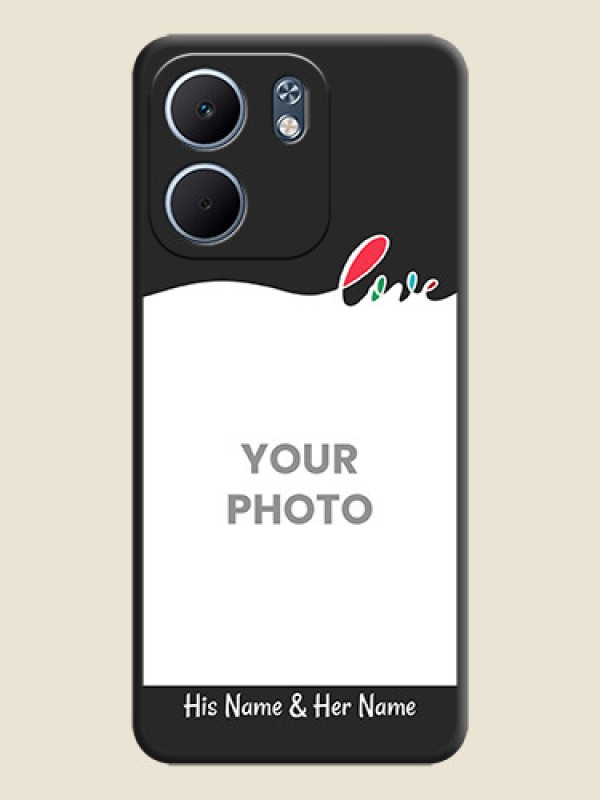 Custom Fall in Love Pattern with Picture on Photo On Space Black Custom Soft Matte Mobile Back Cover - Oppo A5X 4G - alternate view