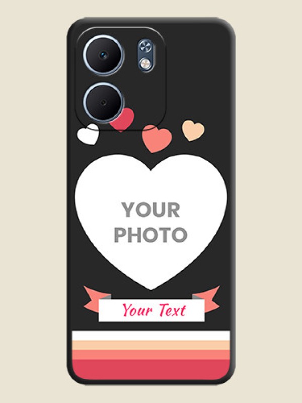 Custom Love Shaped Photo with Colorful Stripes On Space Black Custom Soft Matte Mobile Back Cover - Oppo A5X 4G - alternate view