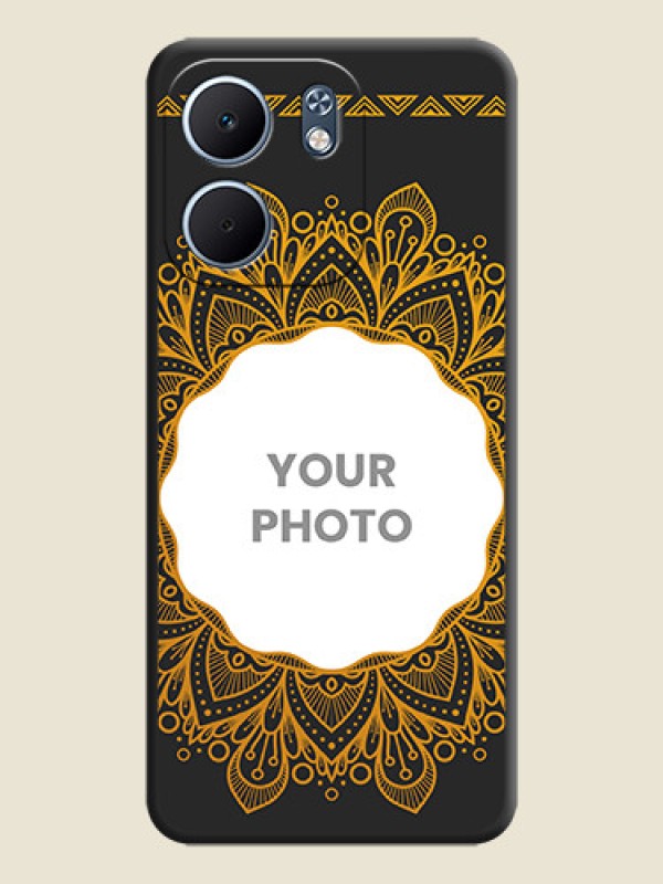 Custom Round Image with Floral Design On Space Black Custom Soft Matte Mobile Back Cover - Oppo A5X 4G - alternate view