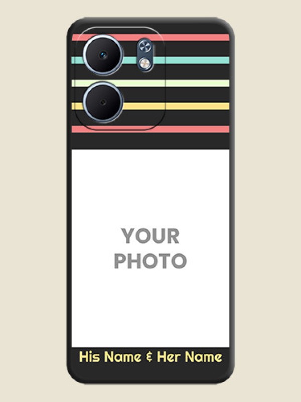 Custom Color Stripes with Photo and Text on Photo On Space Black Custom Soft Matte Mobile Back Cover - Oppo A5X 4G - alternate view