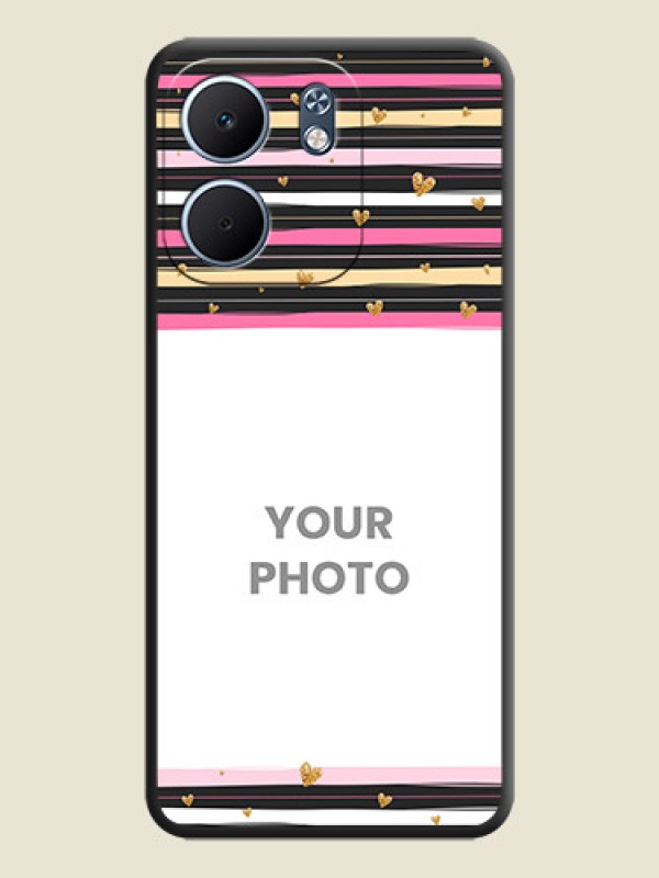 Custom Multicolor Lines and Golden Love Symbols Design on Photo On Space Black Custom Soft Matte Mobile Back Cover - Oppo A5x 5G - alternate view