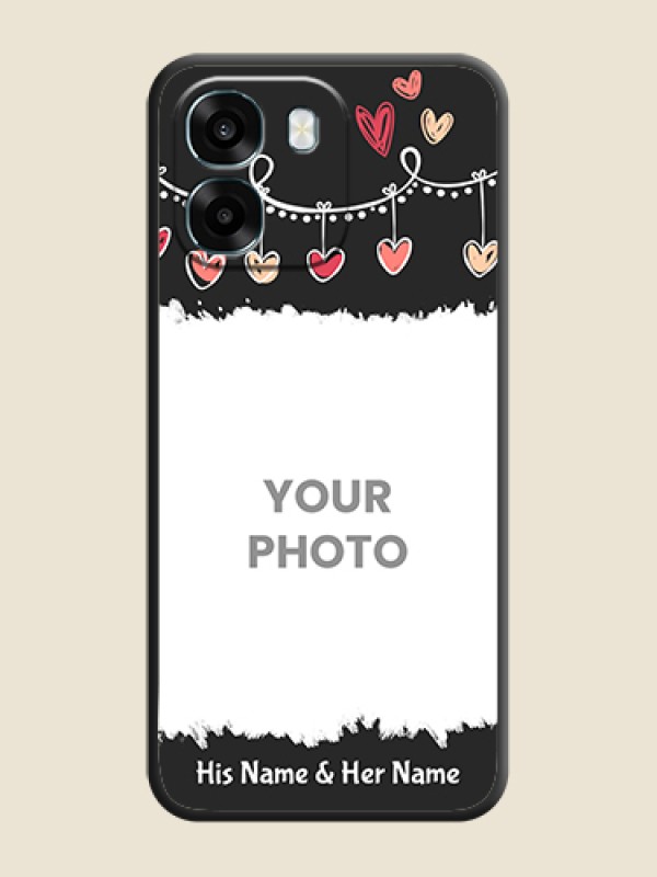 Custom Pink Love Hangings with Name On Space Black Custom Soft Matte Mobile Back Cover - Oppo A6 5G - alternate view